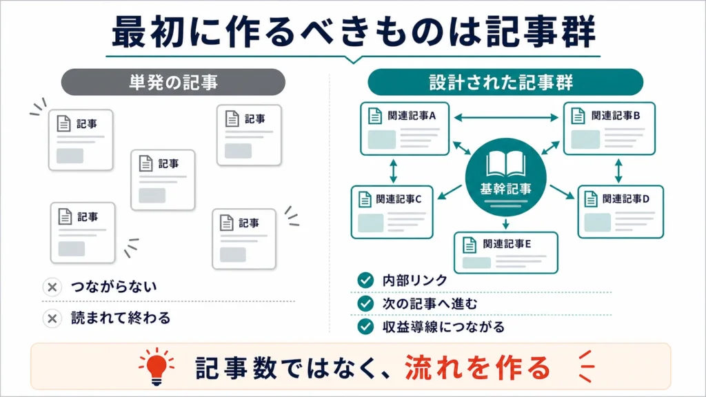 ブログ初心者が最初に作るべきものは単発記事ではなく設計された記事群