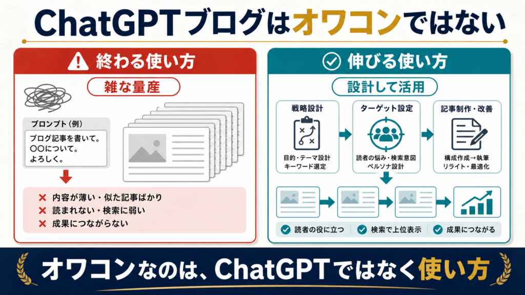ChatGPTブログはオワコンではなく雑な使い方が終わっていることを示す図解