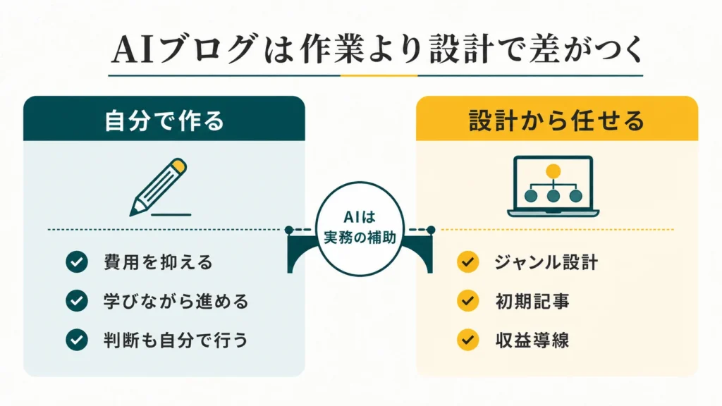 AIブログは自分で作る場合と設計から任せる場合で成果への進み方が変わる