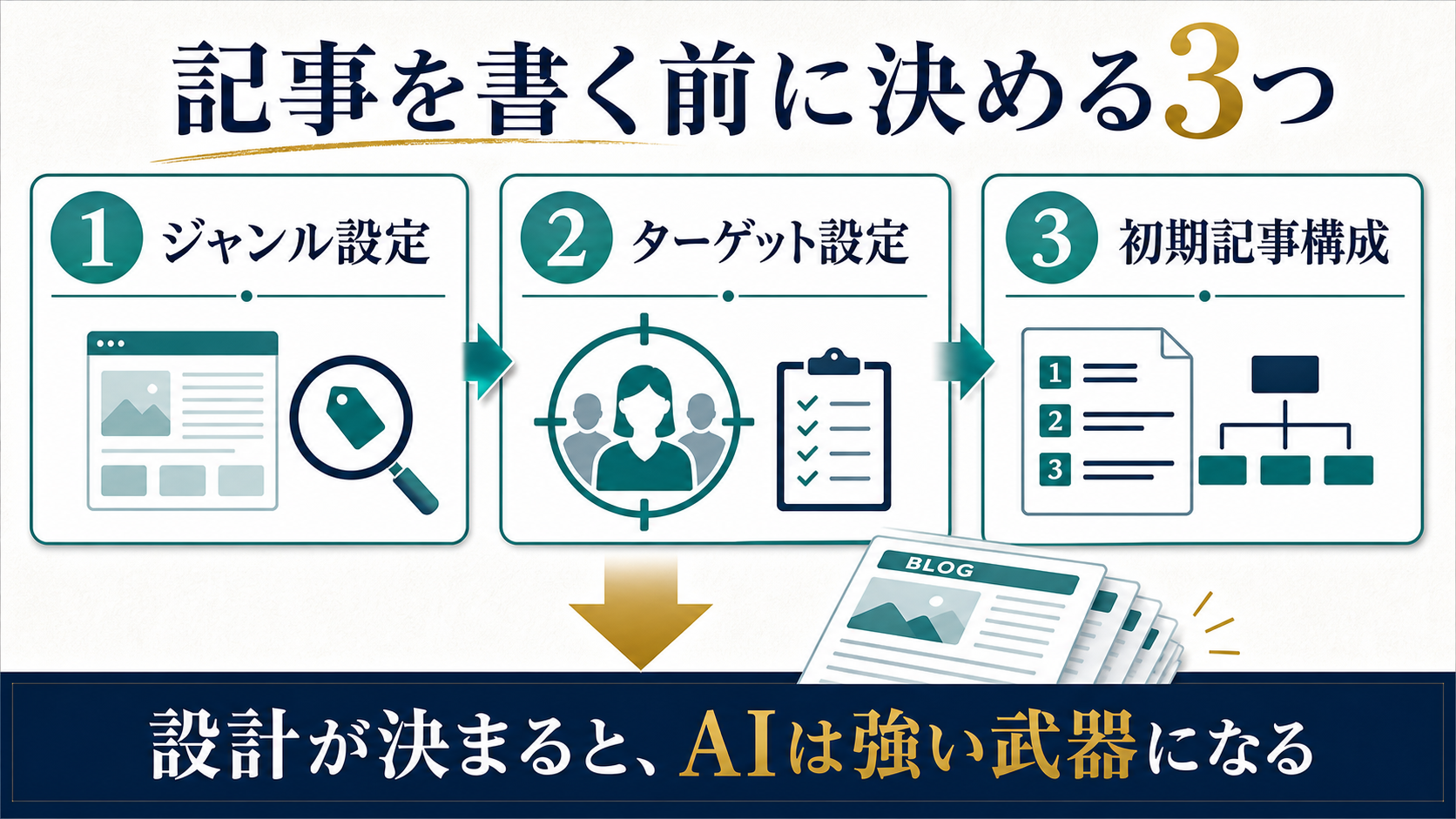 ブログ初心者がAIに任せる前に決めるべきジャンル設定ターゲット設定初期記事構成の3つ