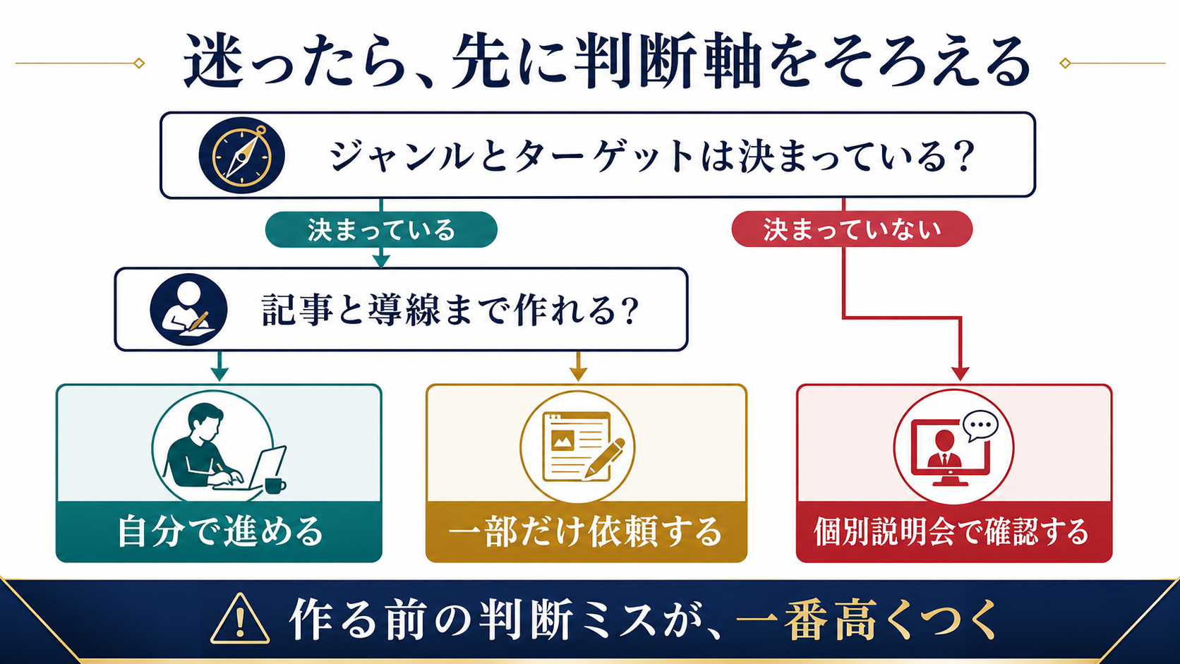 AIブログ作成代行を使うべきか自分で進めるべきか個別説明会で確認する判断フロー