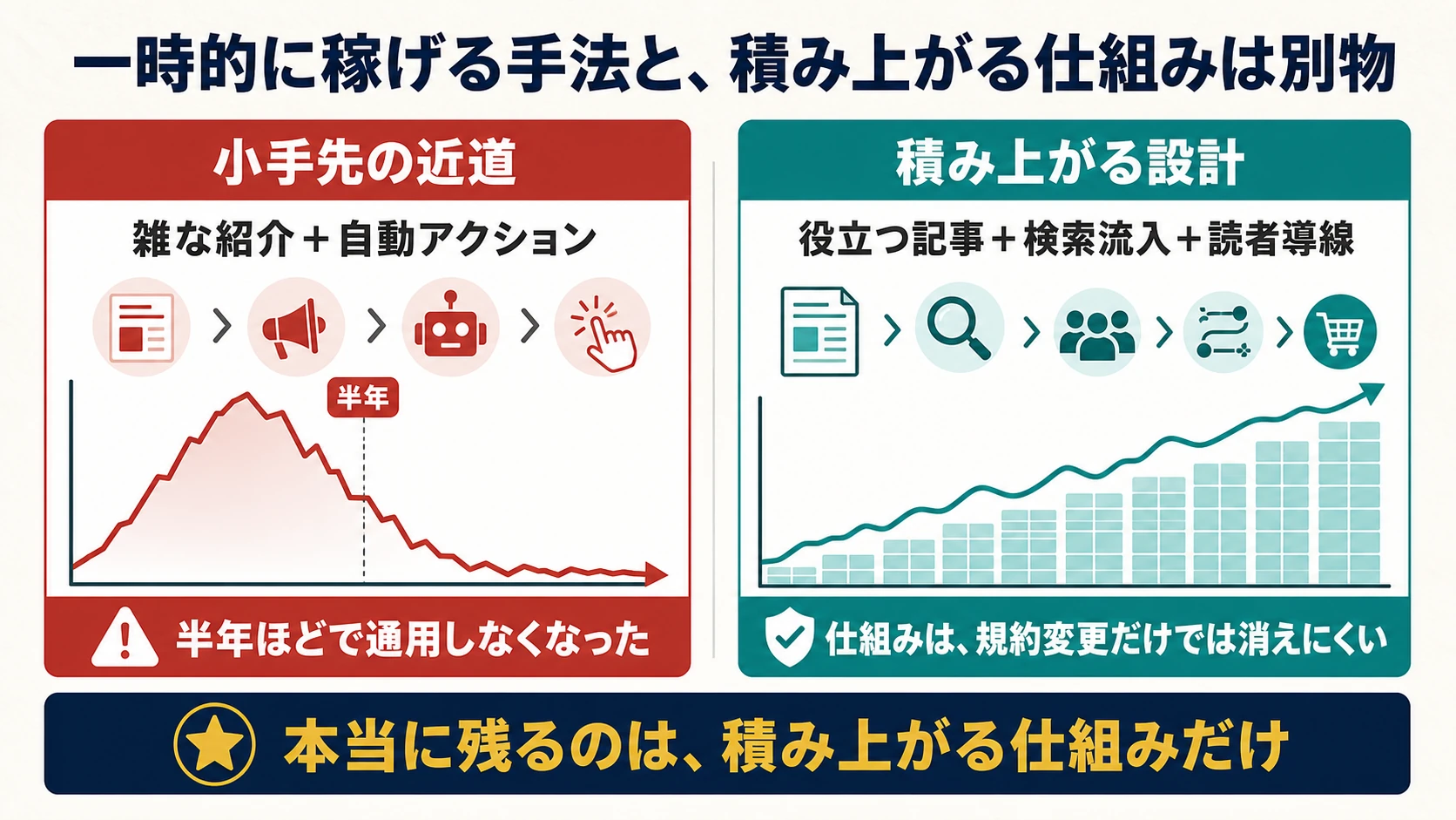 小手先の近道と積み上がるブログ収益化設計の違い
