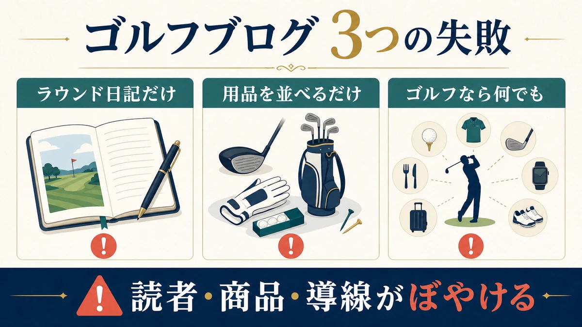 ラウンド日記だけ、用品を並べるだけ、ゴルフなら何でも書くというゴルフブログの3つの失敗