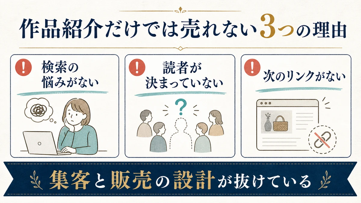 検索する人の悩みがない、読者が決まっていない、次のリンクがないという作品紹介だけでは売れない3つの理由