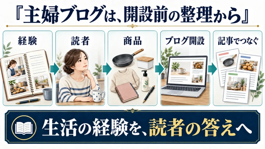 生活の経験から読者と商品を考え、ブログを開設して記事をつなぐ順番