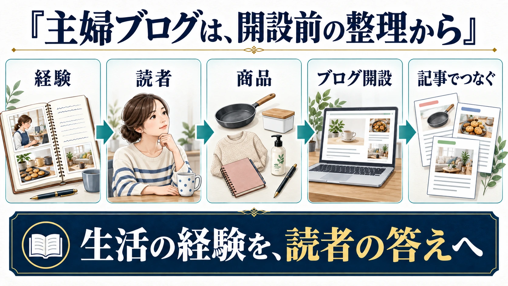 生活の経験から読者と商品を考え、ブログを開設して記事をつなぐ順番