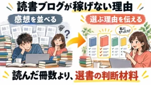 感想を並べるブログと、読者が一冊を選べる比較情報の違い