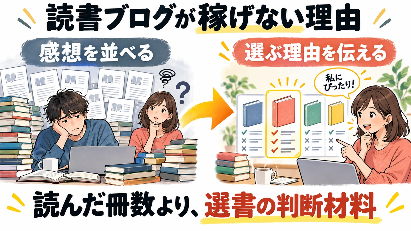 感想を並べるブログと、読者が一冊を選べる比較情報の違い