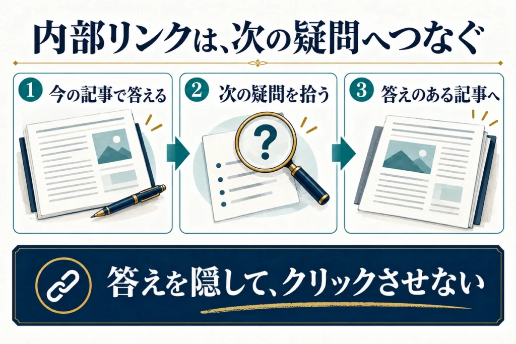 今の記事で答えを渡し、次に残る疑問を解決する記事へ案内します。