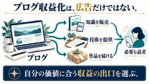 ブログから知識の販売、技術の提供、作品の販売を通じて必要な読者へ届ける三つの道