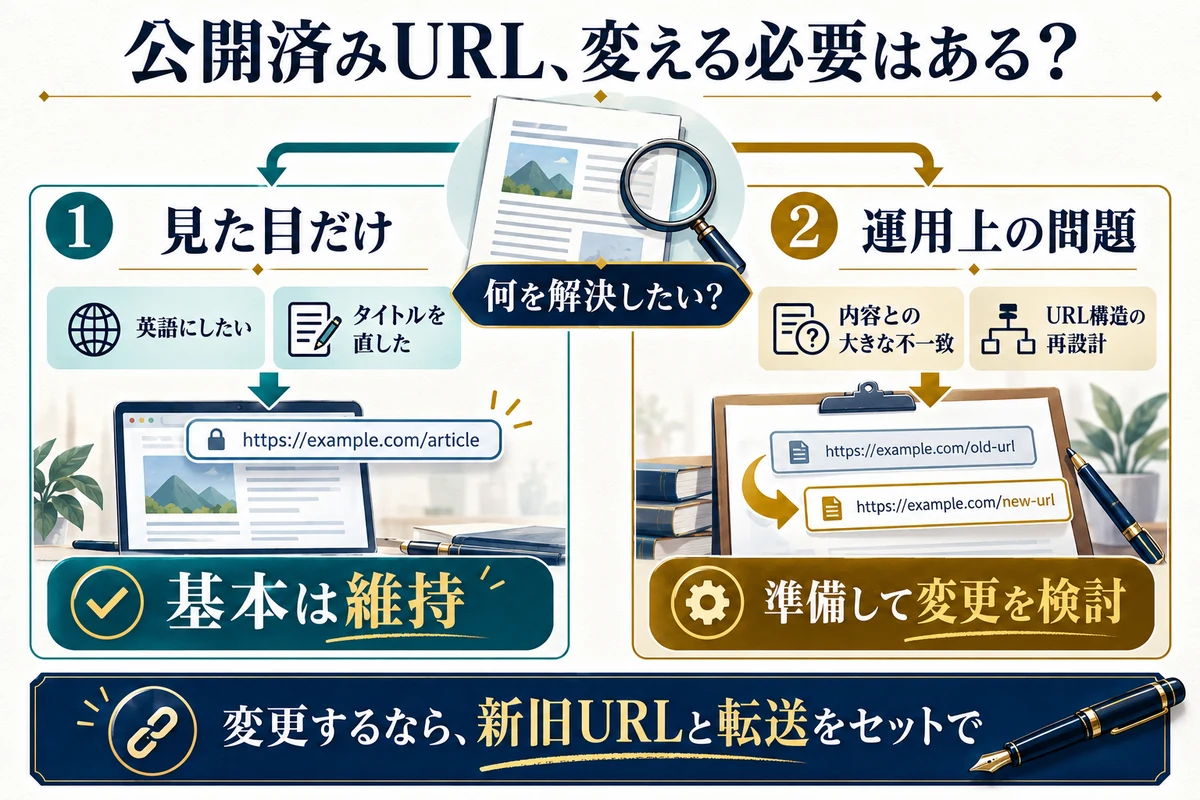 見た目だけの変更か、運用上の問題を解決する変更かを分けて判断します。