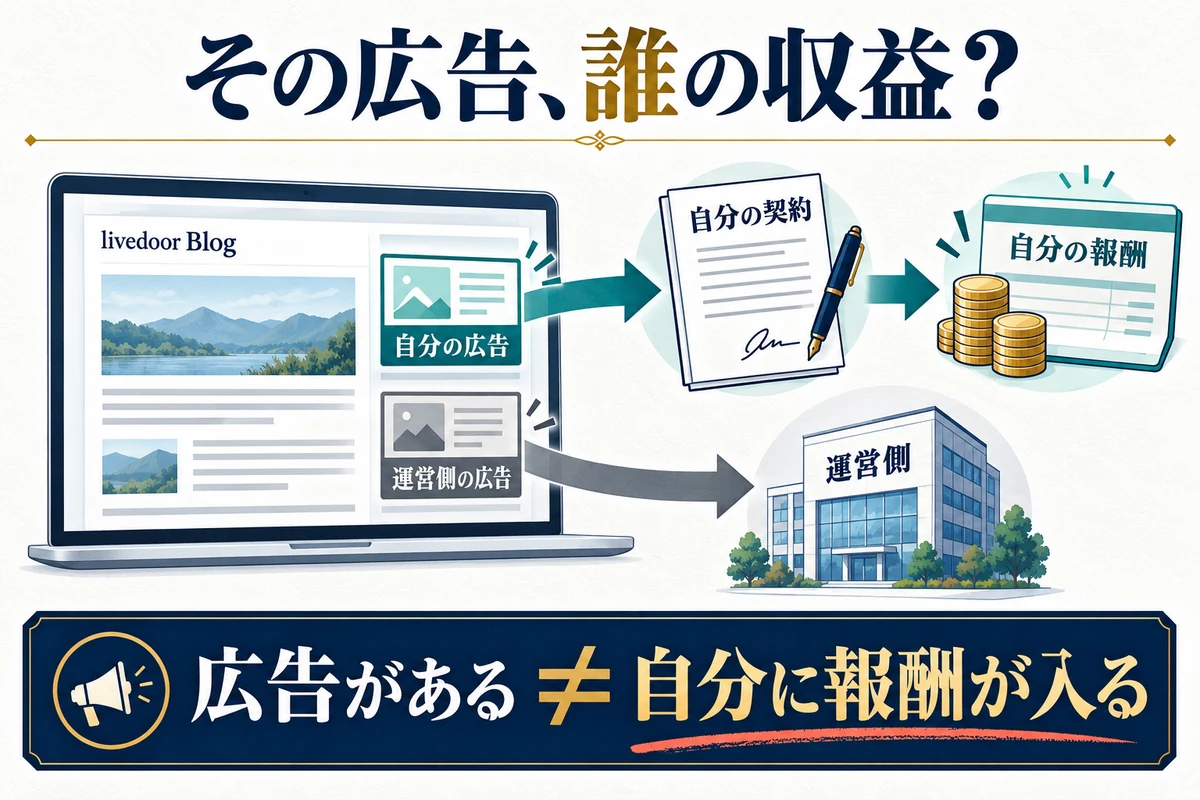 広告の表示と、自分の契約に基づく報酬は別です。