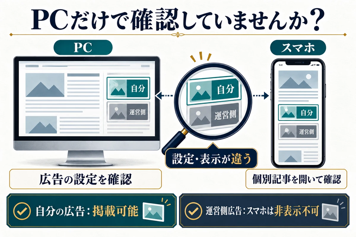 PCの設定だけで終えず、読者が開くスマホの個別記事を確認します。