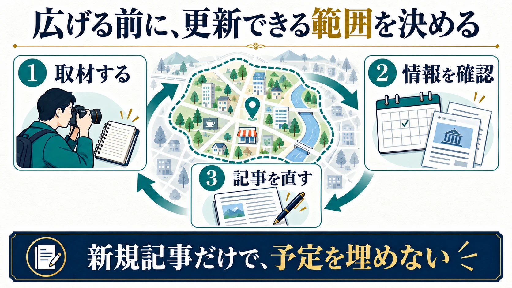 取材、情報確認、記事修正を繰り返せる範囲に地域ブログの対象を絞る